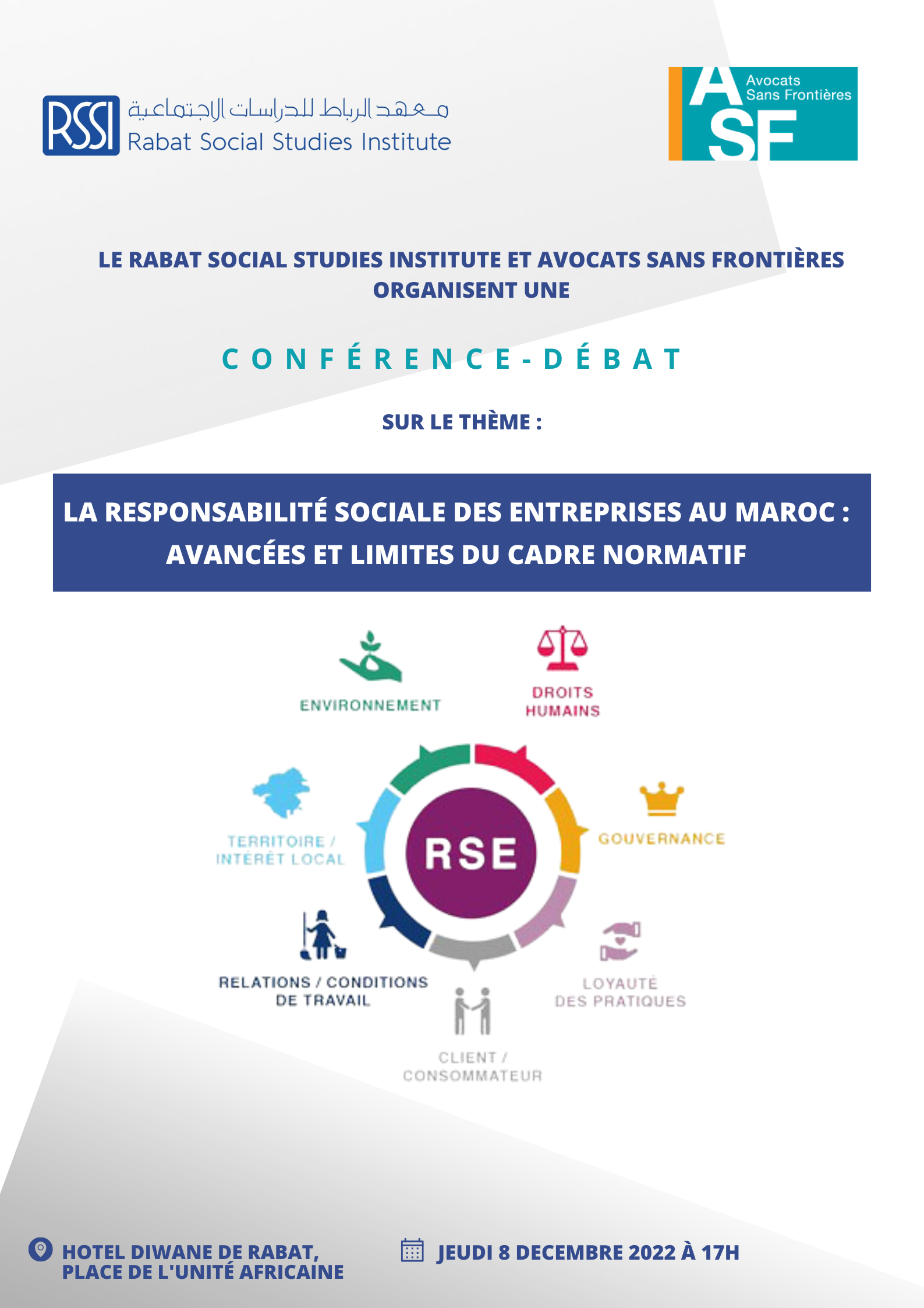 Conférence sur : « Droits de l’Homme et conduite responsable des entreprises au Maroc : Avancées et limites du cadre normatif »