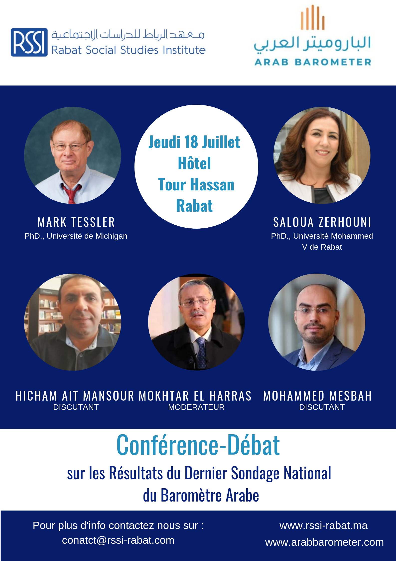 You are currently viewing Conférence-débat sur les résultats du dernier sondage du Baromètre Arabe au Maroc
