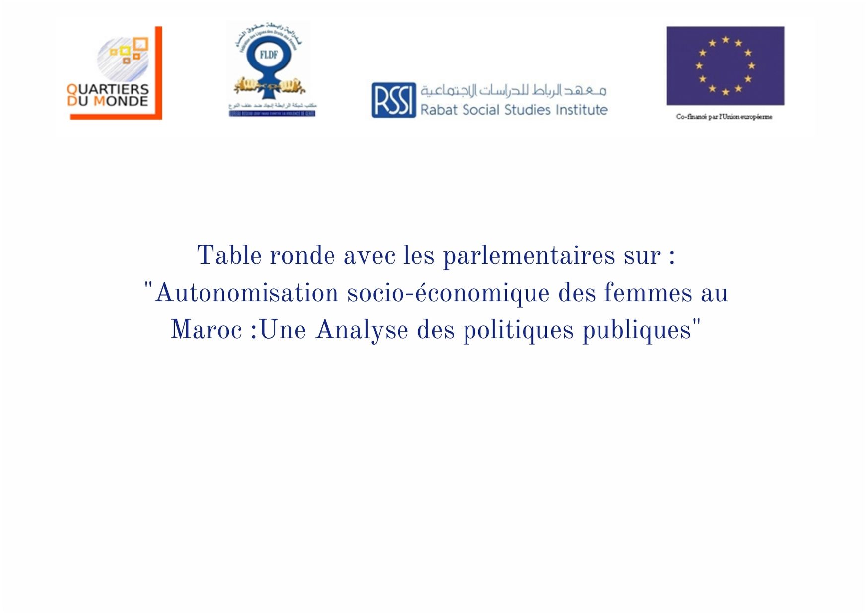 You are currently viewing Table ronde sur l’autonomisation socio-économique des femmes au Maroc | Mercredi 3 février 2021